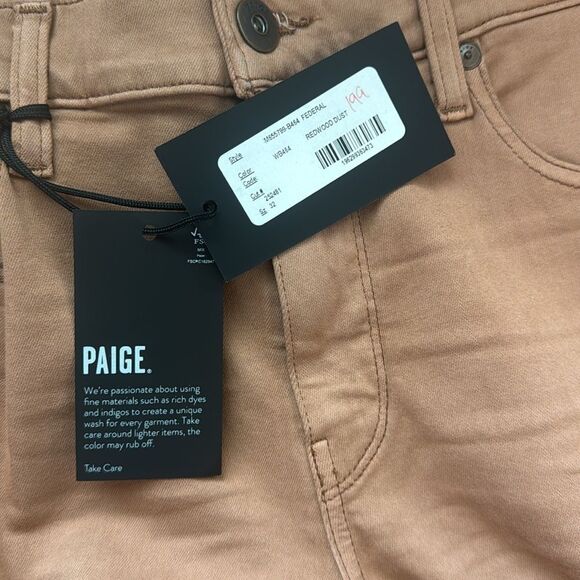 PAIGE Tan Slim Jeans Dusty Rose - Picture 6 of 6